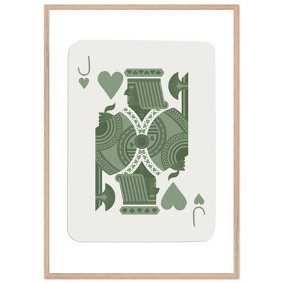 Minimalist Jack of Hearts Poker Card Print - Mounted Framed Eco-Friendly Art with Wood Frame - Vibrantwalls