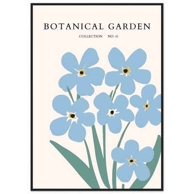 Botanical Garden Forget-Me-Nots Framed Poster - Soft Blue Floral Art Print | Ready-to-Hang Wall Decor - Vibrantwalls