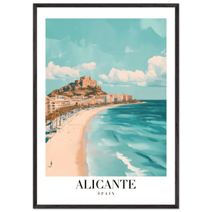 Alicante Spain Framed Poster – Vintage Coastal Wall Art with Azure Blues & Sandy Hues - Vibrantwalls