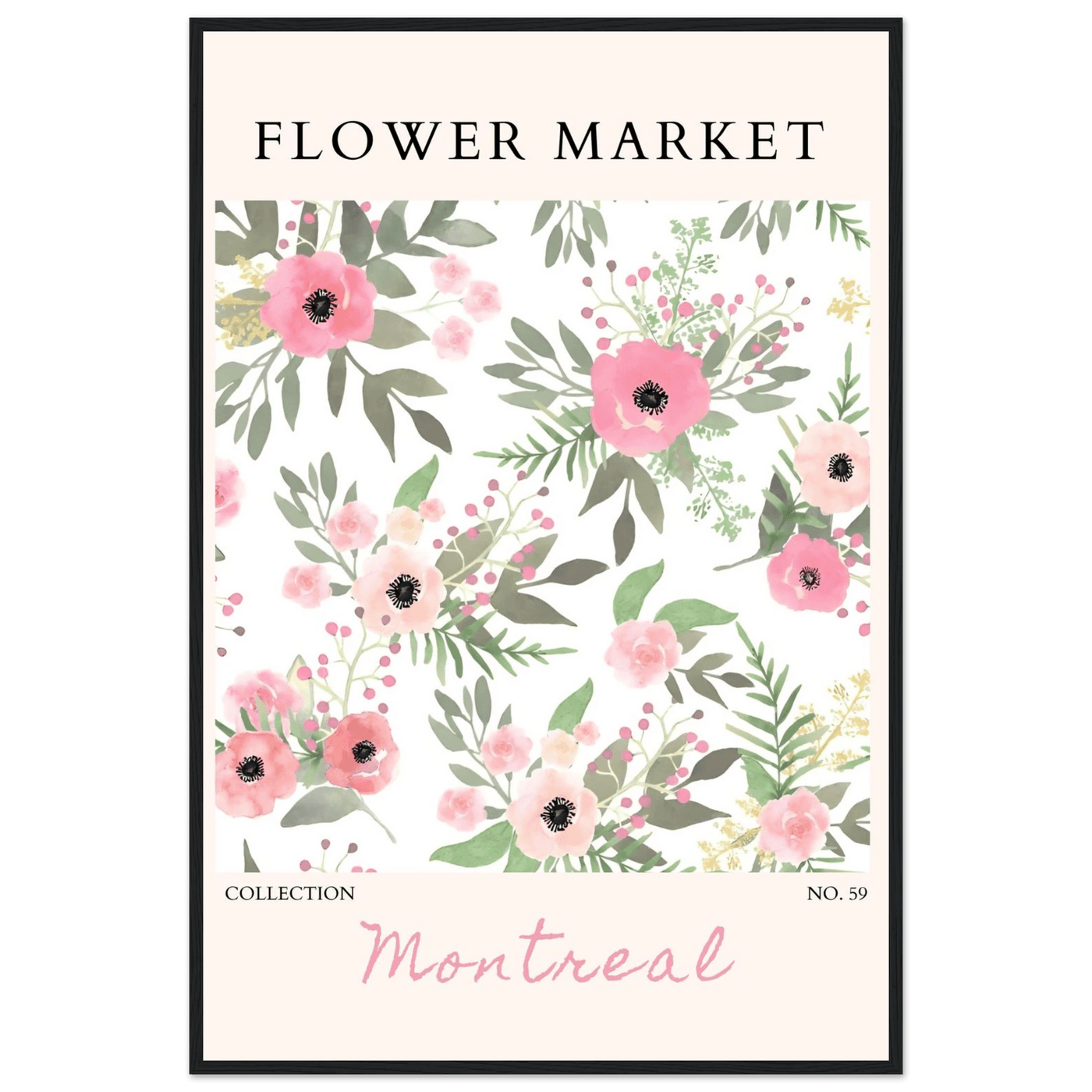 Flower Market Collection: Montreal – Whimsical Floral Art Prints | Ready-to-Hang Framed Posters - Vibrantwalls