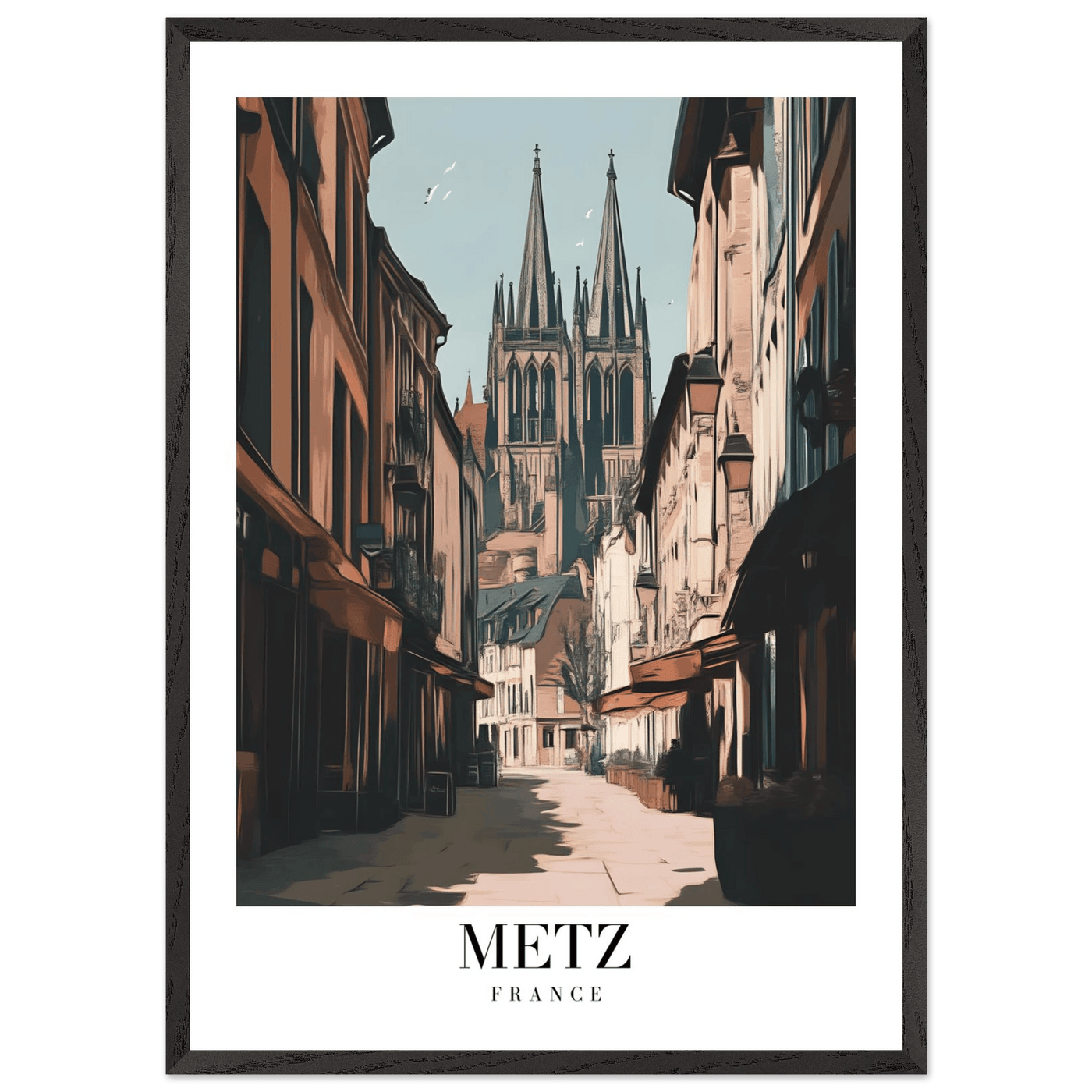 Metz France Framed Poster – Vintage European Cityscape Wall Art with Customizable Wooden Frame - Vibrantwalls