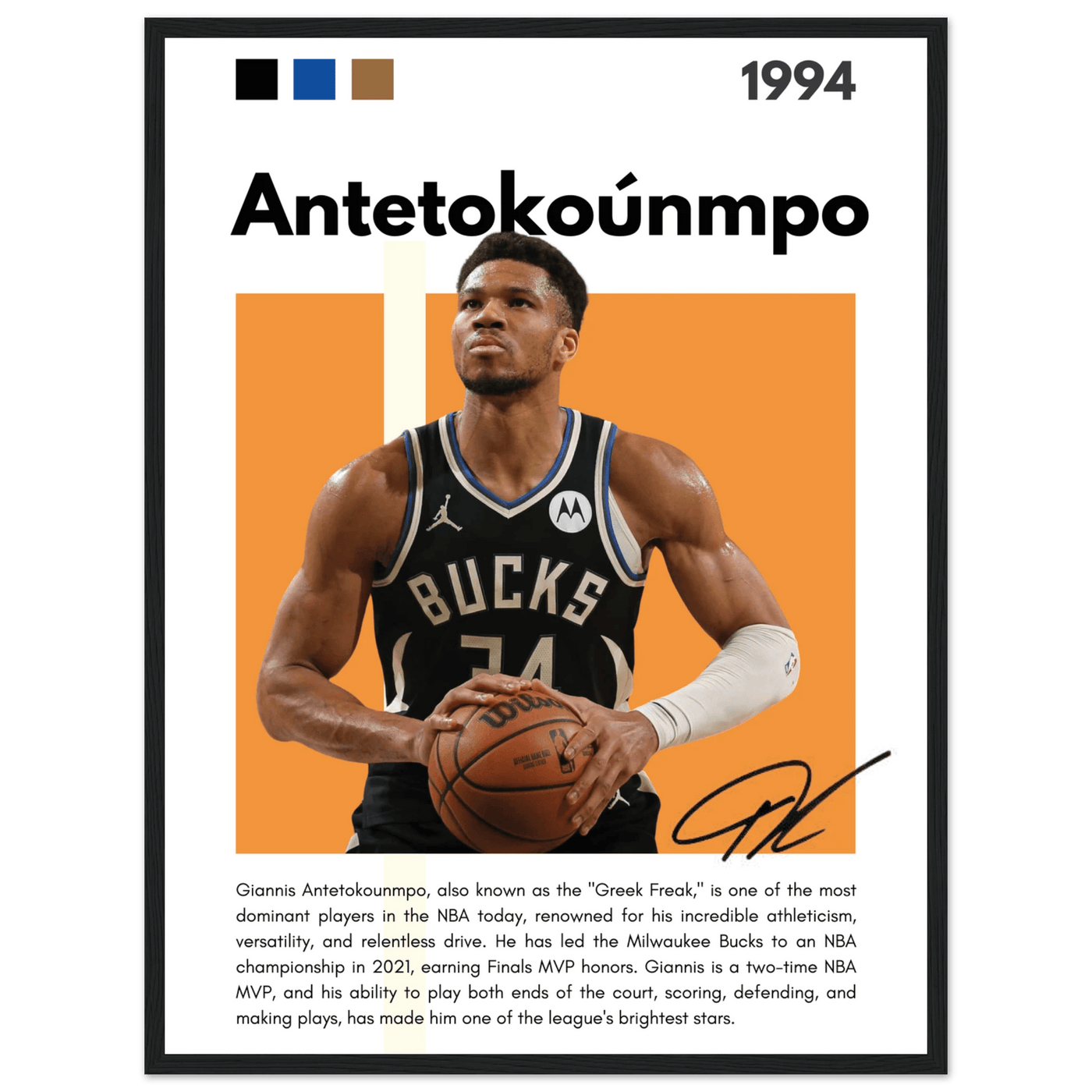 Giannis Antetokounmpo Greek Freak Bucks Poster - Vibrantwalls