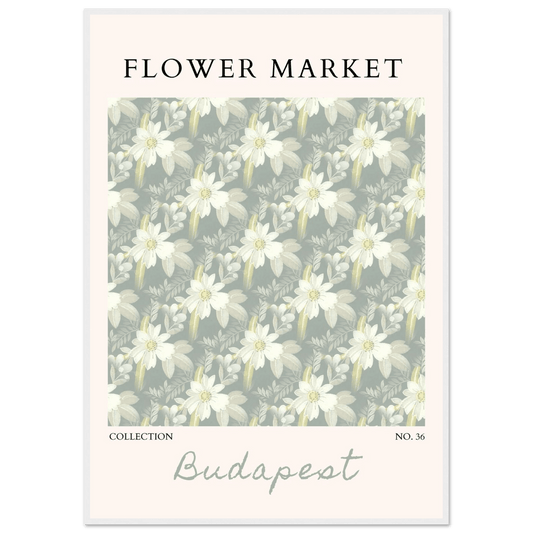 Budapest Flower Market Framed Poster – Elegant Botanical Art Print in Sage Green | Ready-to-Hang Wall Decor - Vibrantwalls
