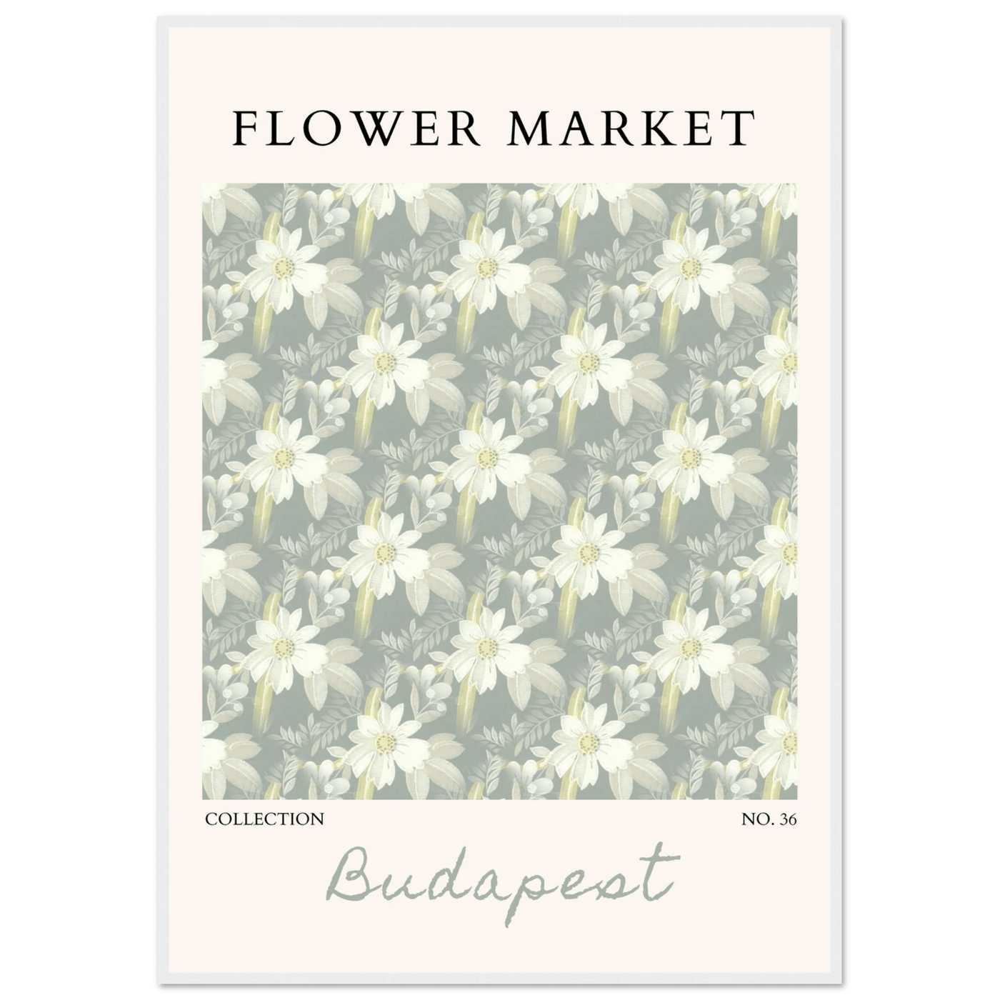 Budapest Flower Market Framed Poster – Elegant Botanical Art Print in Sage Green | Ready-to-Hang Wall Decor - Vibrantwalls