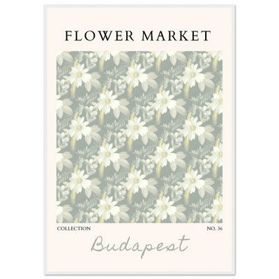 Budapest Flower Market Framed Poster – Elegant Botanical Art Print in Sage Green | Ready-to-Hang Wall Decor - Vibrantwalls