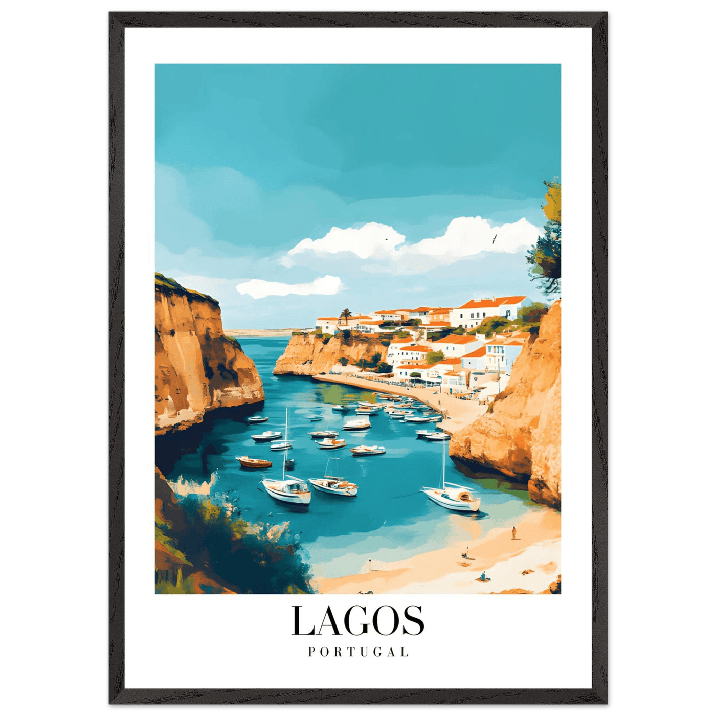Lagos Portugal Framed Poster – Coastal Charm Travel Art with Wooden Frame - Vibrantwalls
