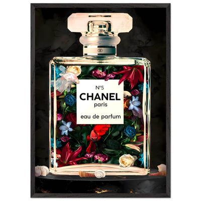 Chanel No. 5 Floral Fantasy Framed Art Print: A Timeless Blend of Iconic Fragrance and Vibrant Botanicals - Vibrantwalls