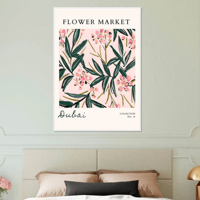 Dubai Flower Market Art Print – Blush Pink & Emerald Green Botanical Framed Poster | Ready-to-Hang - Vibrantwalls