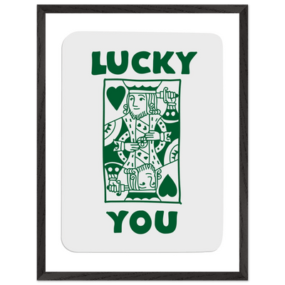 Lucky You Poker King of Hearts Print - Mounted Eco-Friendly Framed Poster Art in Dark Green - Vibrantwalls