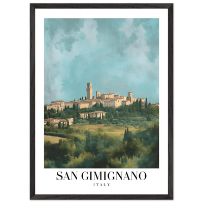 San Gimignano Italy Framed Poster – Vintage Tuscan Countryside Wall Art with Wooden Frame - Vibrantwalls