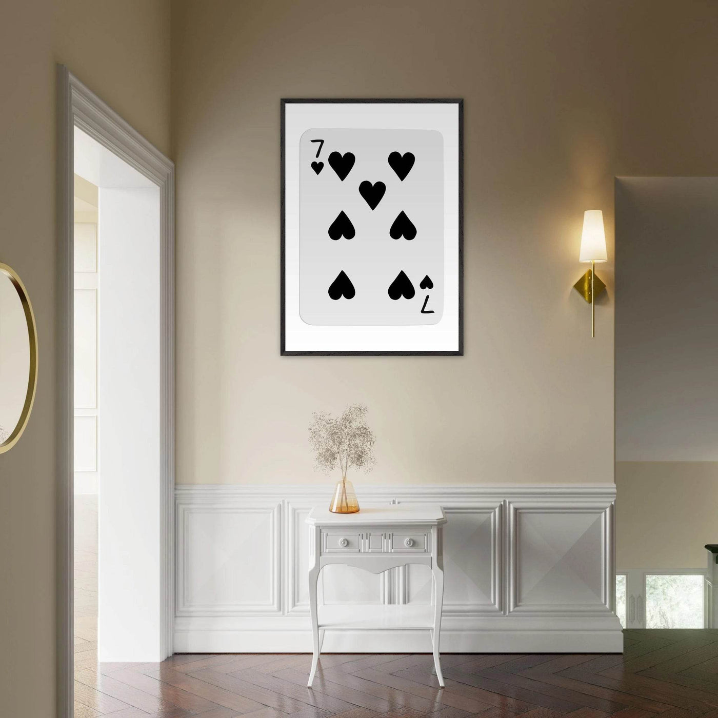 Seven of Spades Poker Card Print - Mounted & Framed Wall Art, Eco-Friendly Wood Frame in Multiple Finishes - Vibrantwalls