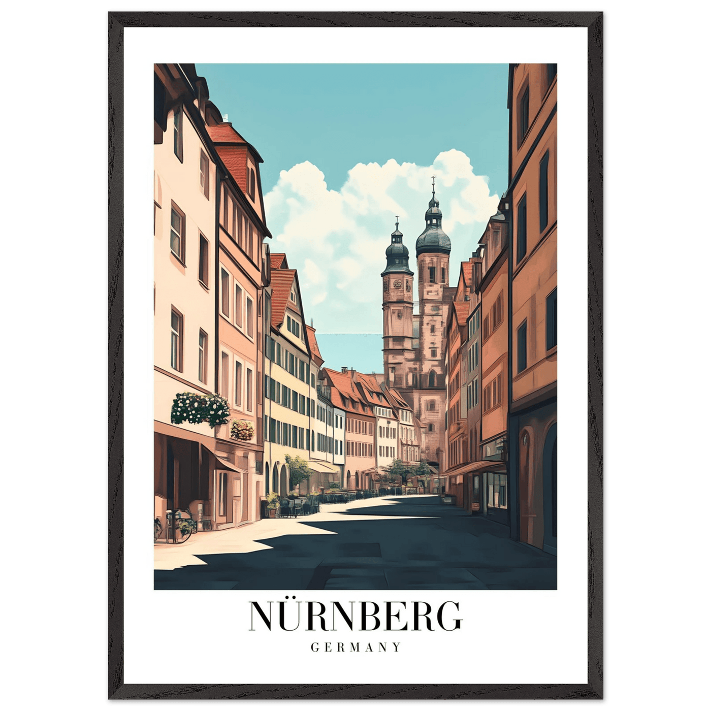 Nürnberg Germany Framed Poster – Vintage European Street Scene Wall Art with Wooden Frame - Vibrantwalls