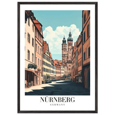 Nürnberg Germany Framed Poster – Vintage European Street Scene Wall Art with Wooden Frame - Vibrantwalls