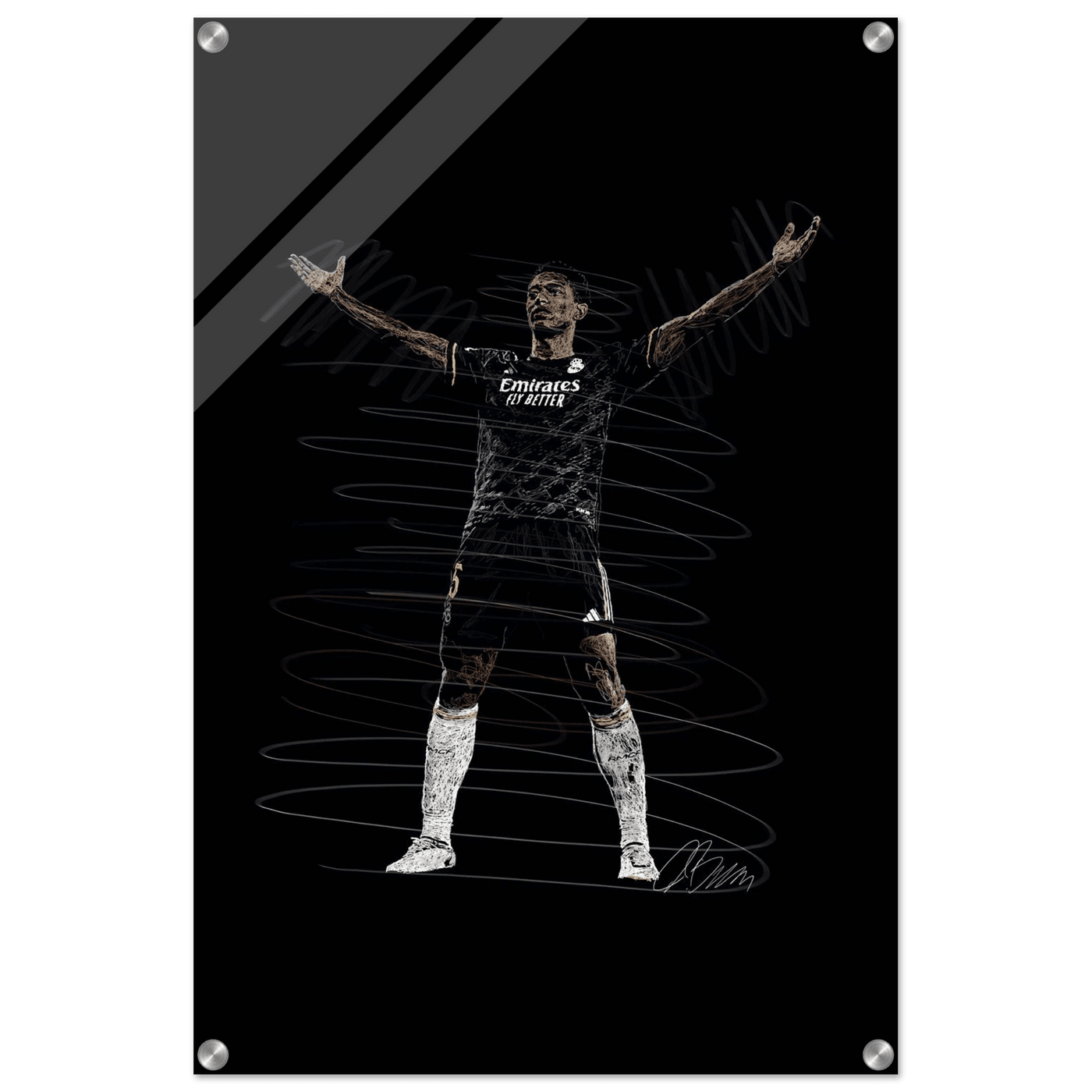 Football Legend Acrylic Print – Dynamic Sketch Art for Modern Sports Fans - Vibrantwalls