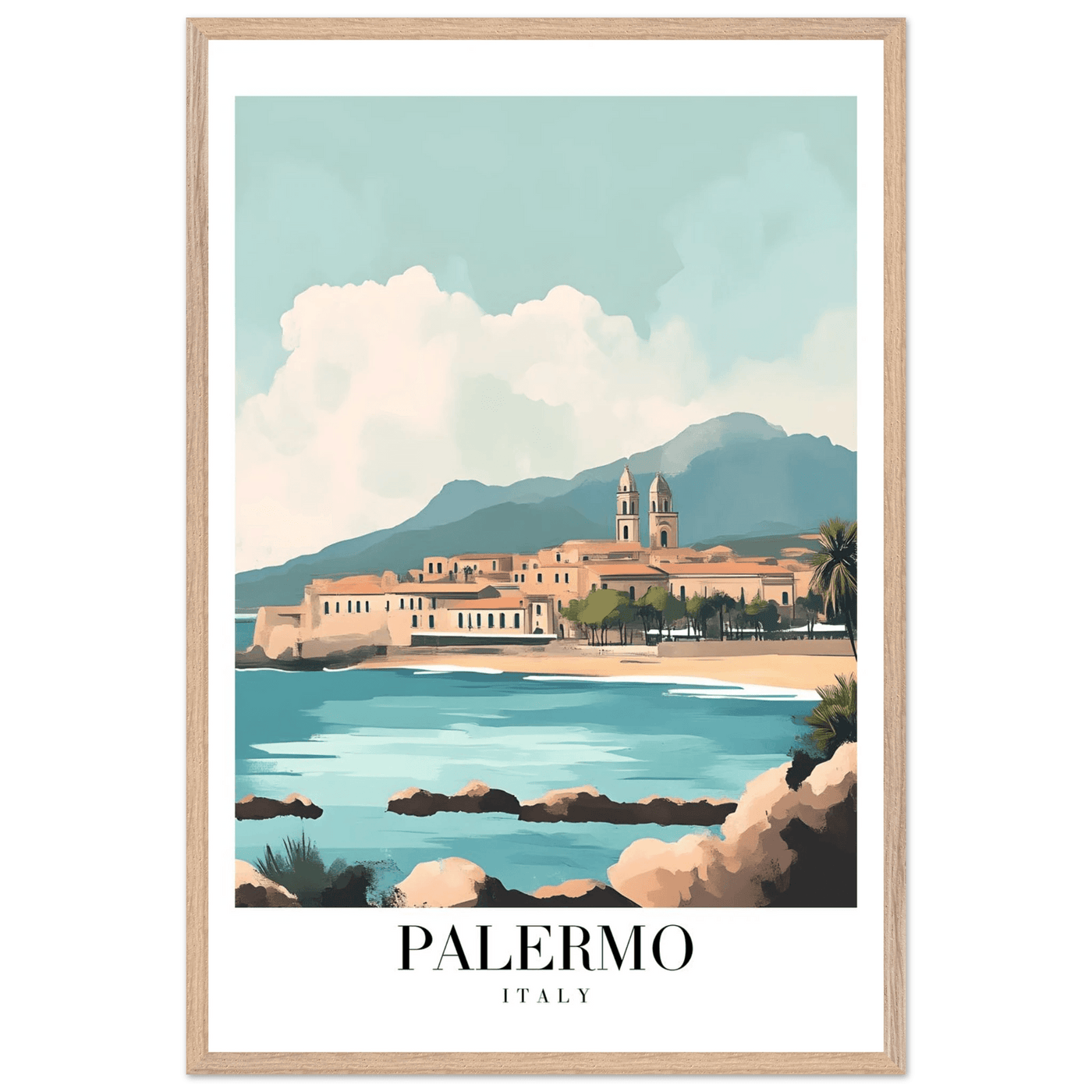 Palermo Italy Framed Poster – Vintage Mediterranean Travel Wall Art in Your Choice of Frame - Vibrantwalls