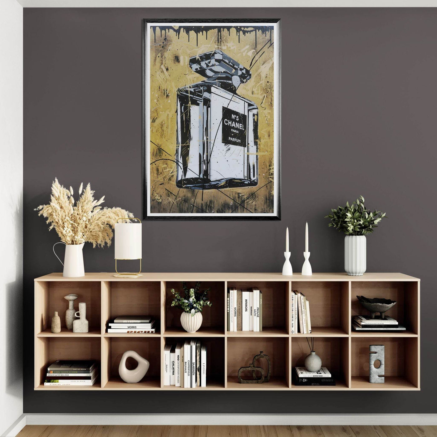 Abstract Chanel N°5 Art Print - Luxury Perfume Wall Art in Premium Mounted Frame - Vibrantwalls