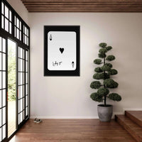 Ace of Hearts 'Lucky You' Framed Poker Card Art - Modern Black & White Print, Eco-Friendly Wood Frame - Vibrantwalls