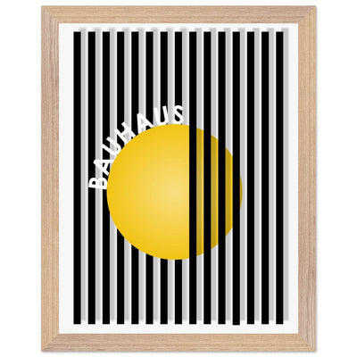 Bauhaus Yellow Circle Wall Art with Modern Stripes - Vibrantwalls