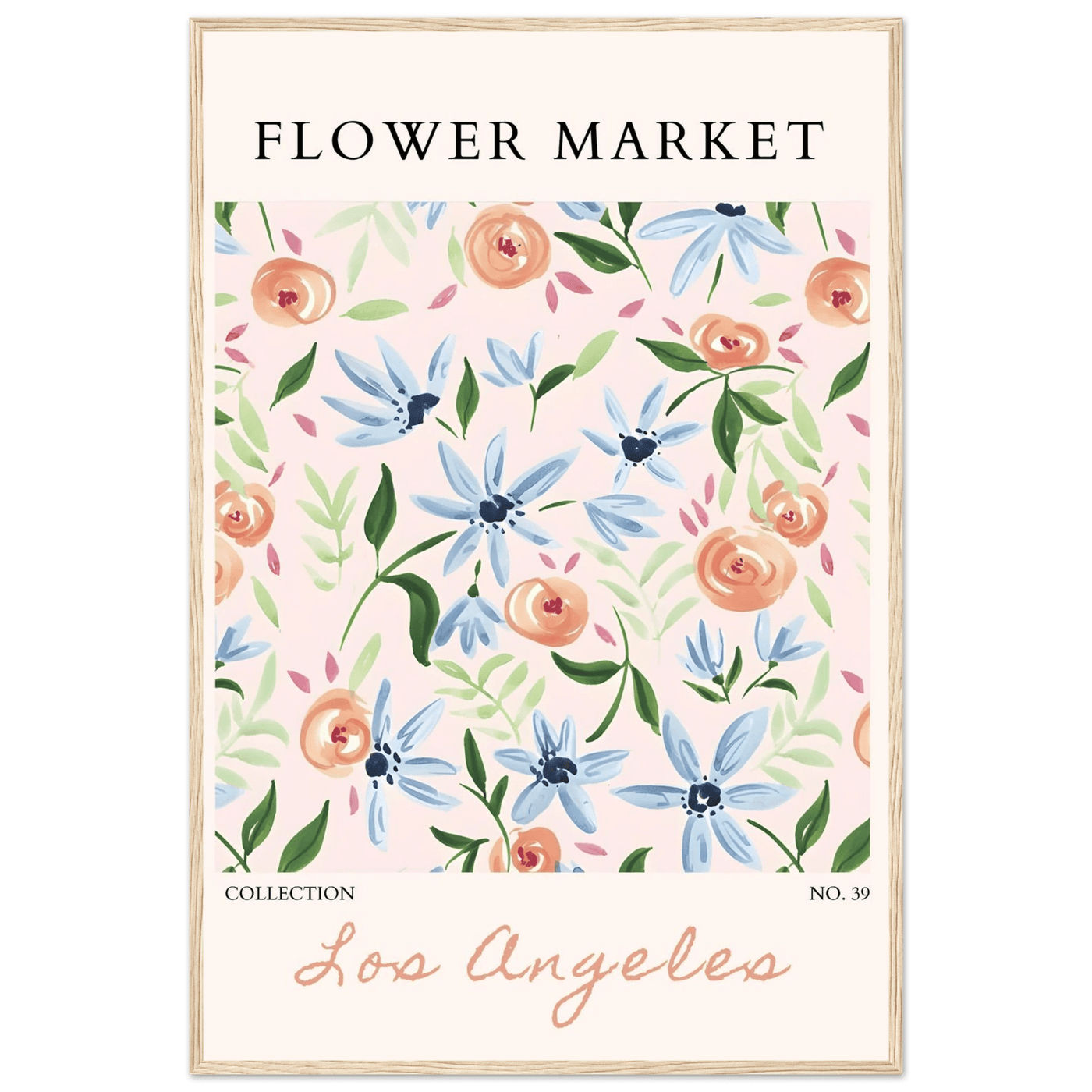 Abstract Floral Framed Poster – Pastel Blossom & Leaf Art Prints | Ready-to-Hang Wall Decor - Vibrantwalls