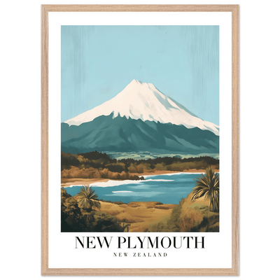 New Plymouth New Zealand Framed Poster – Vintage Mount Taranaki Travel Art - Vibrantwalls