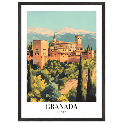 Granada Spain Framed Poster – Vintage Travel Wall Art with Wooden Frame - Vibrantwalls