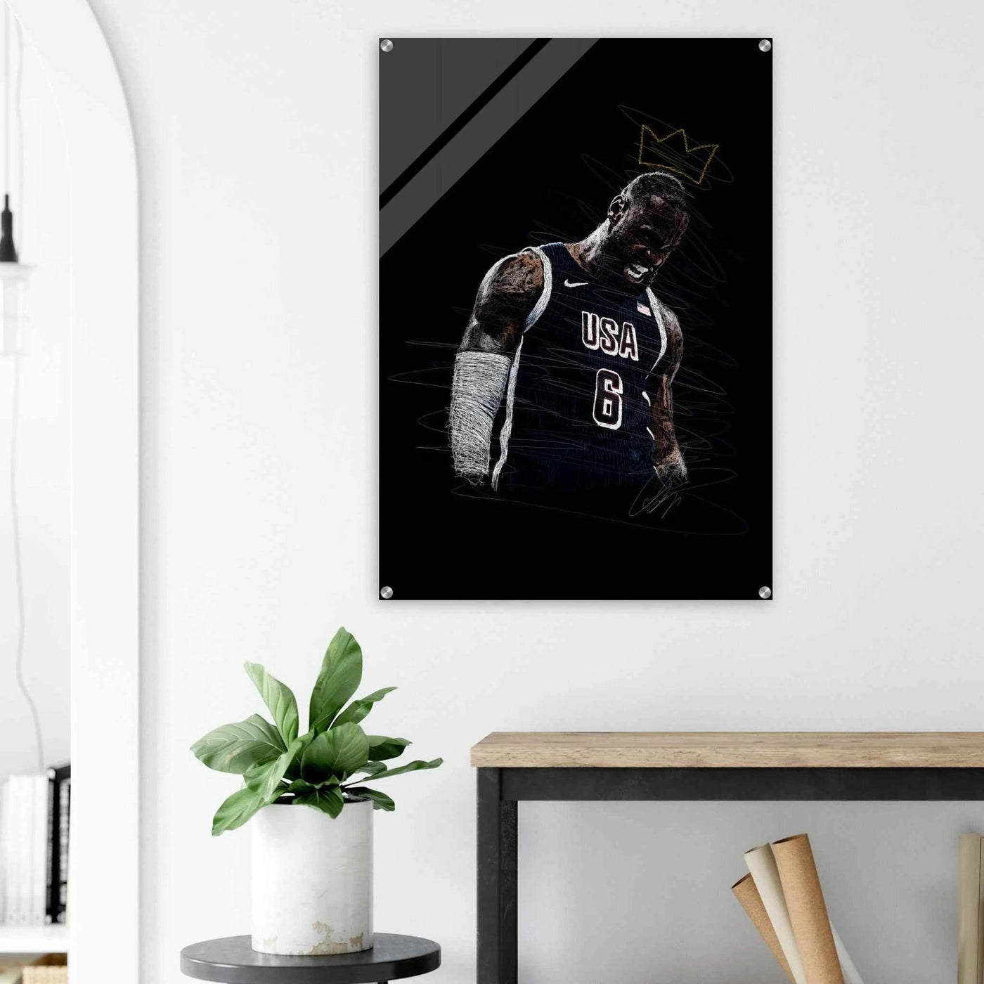 LeBron James 'King' Sketch Acrylic Print – Dynamic, Modern Sports Wall Art in Multiple Sizes - Vibrantwalls