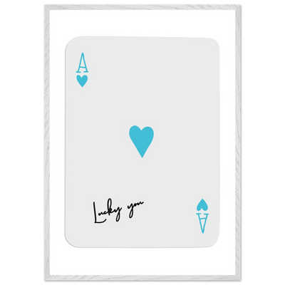 Ace of Hearts Poker Card Print - 'Lucky You' Framed Art, Eco-Friendly Wood Frame in Custom Finish - Vibrantwalls