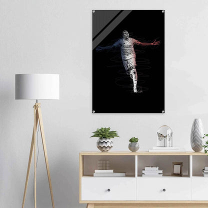 Kylian Mbappé Wall Art Acrylic Print – Dynamic Modern Football Artwork in Various Sizes - Vibrantwalls