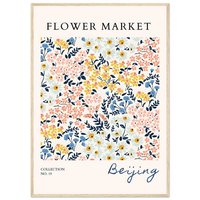 Flower Market Beijing Framed Poster – Whimsical Floral Art Print in Pastel Hues | Ready-to-Hang Wall Decor - Vibrantwalls