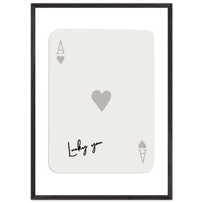 Lucky You Ace of Hearts Poker Card Print - Framed Eco-Friendly Wood Poster Art for Game Lovers - Vibrantwalls