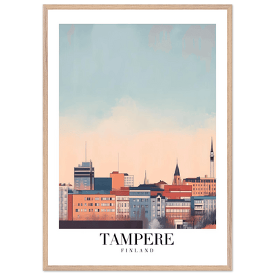 Tampere Finland Framed Poster – Modern Cityscape Wall Art with Customizable Wooden Frame - Vibrantwalls
