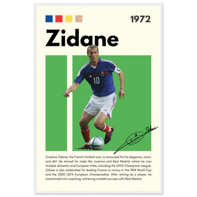 Zinedine Zidane Football Legend Framed French Poster 60x90 cm 24x36″ White frame Vibrantwalls