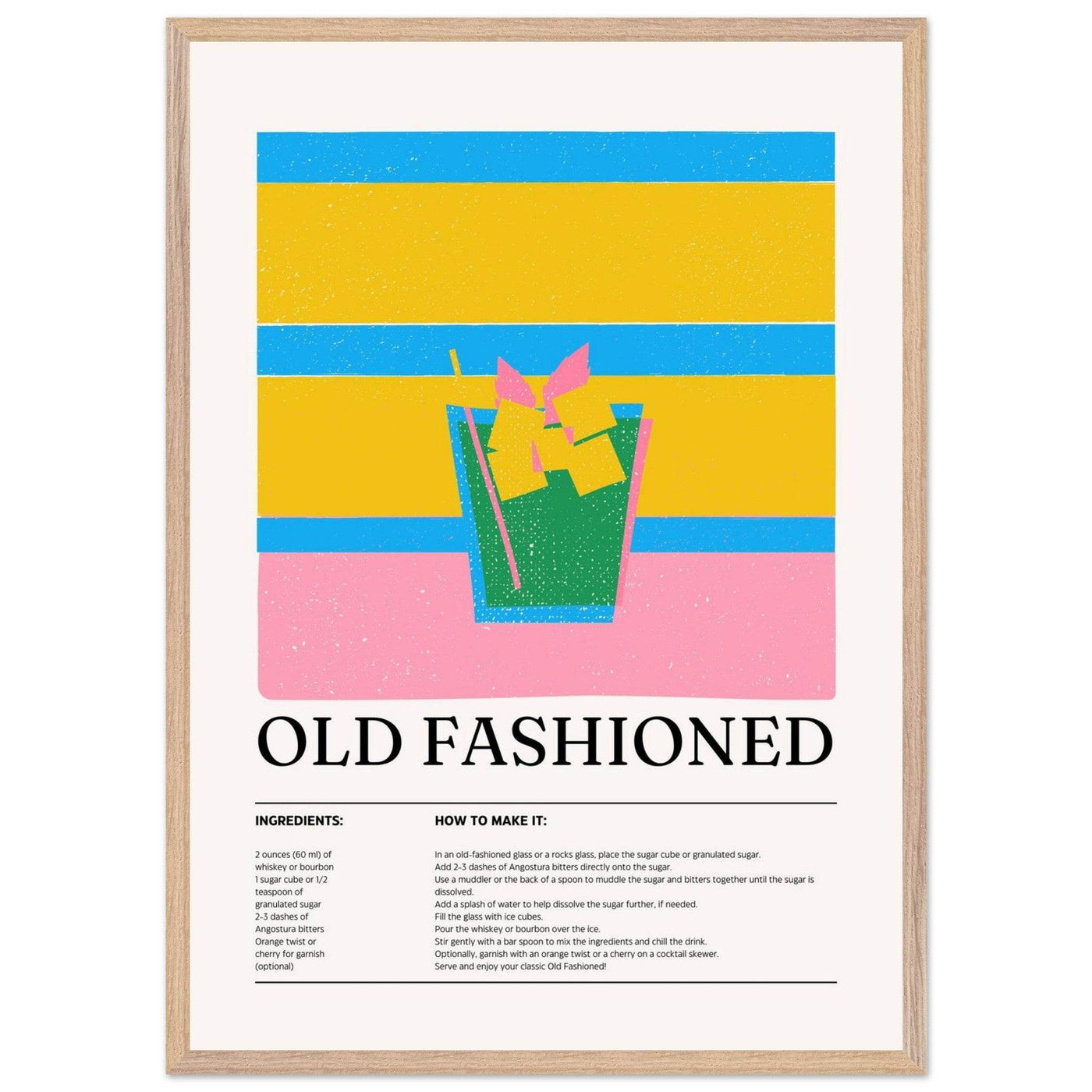 Old Fashioned Cocktail Recipe Art Print - Vibrantwalls