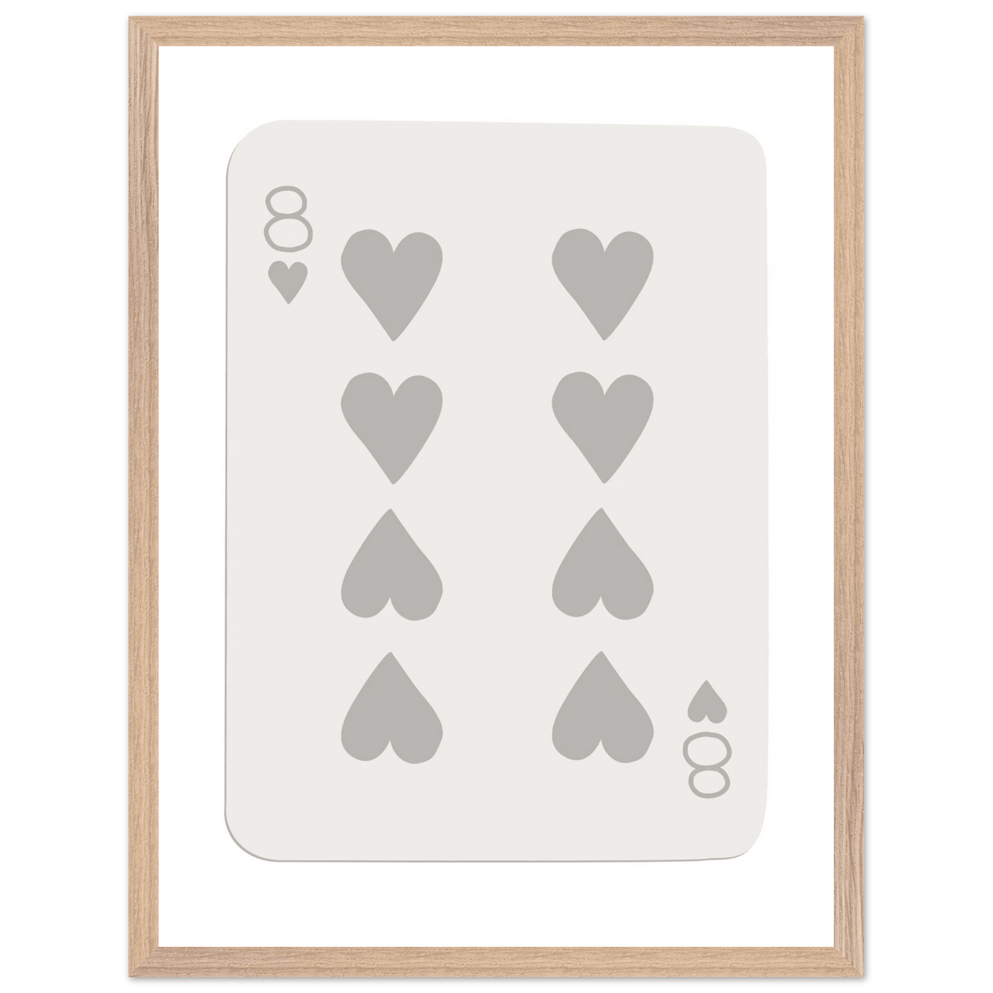 Minimalist Eight of Hearts Poker Card Print - Mounted Framed Eco-Friendly Wood Art - Vibrantwalls