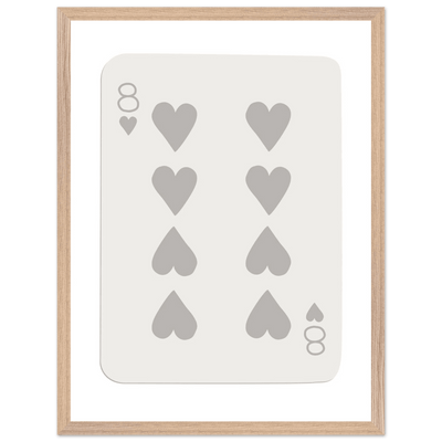 Minimalist Eight of Hearts Poker Card Print - Mounted Framed Eco-Friendly Wood Art - Vibrantwalls