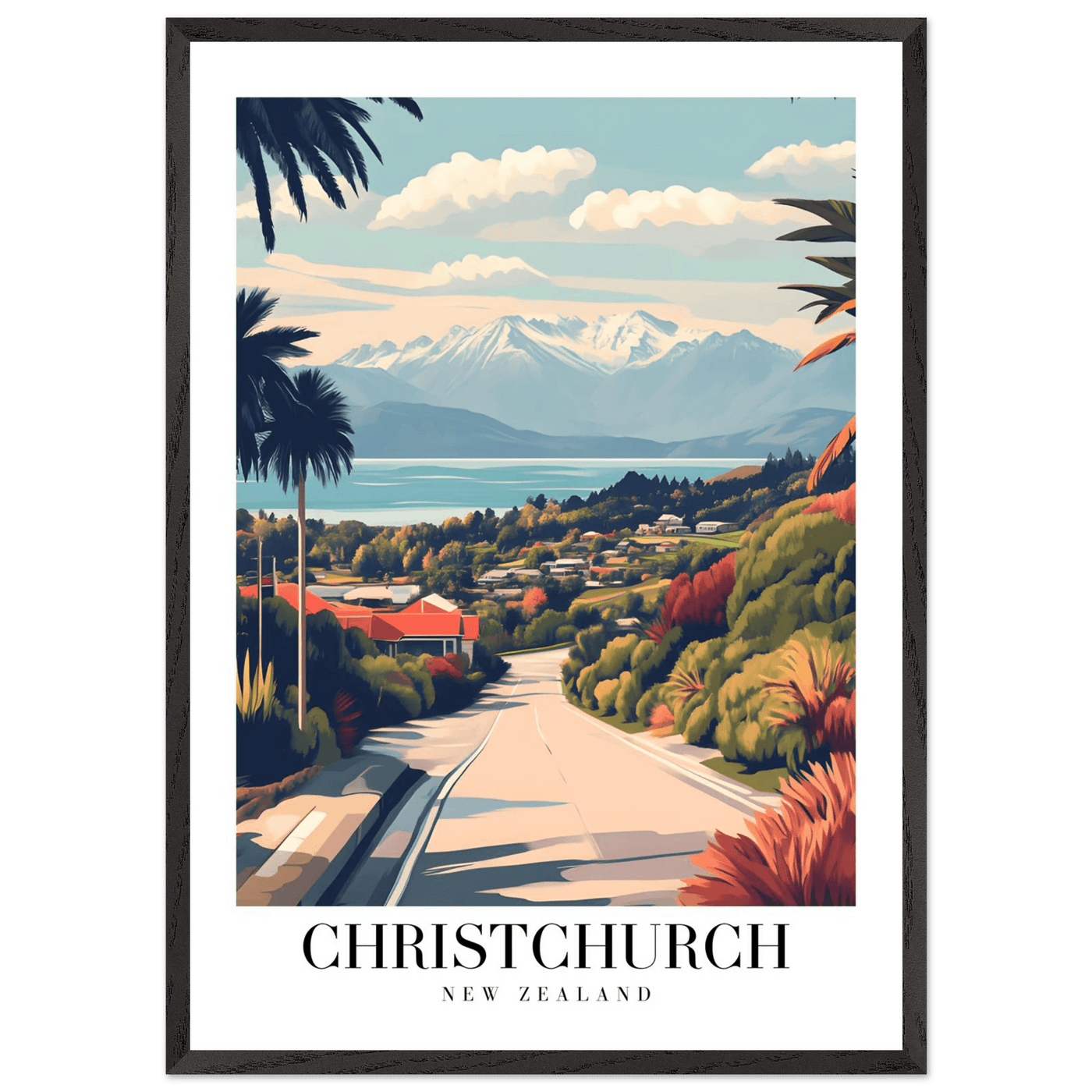 Christchurch New Zealand Framed Poster – Vintage Travel Wall Art with Wooden Frame - Vibrantwalls