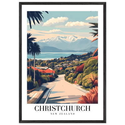 Christchurch New Zealand Framed Poster – Vintage Travel Wall Art with Wooden Frame - Vibrantwalls