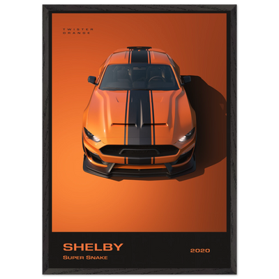 Shelby Super Snake 2020 "Twister Orange" Framed Poster | Modern Automotive Art, Ready-to-Hang Premium Quality A1 (59.4 x 84.1 cm) Black frame Vibrantwalls