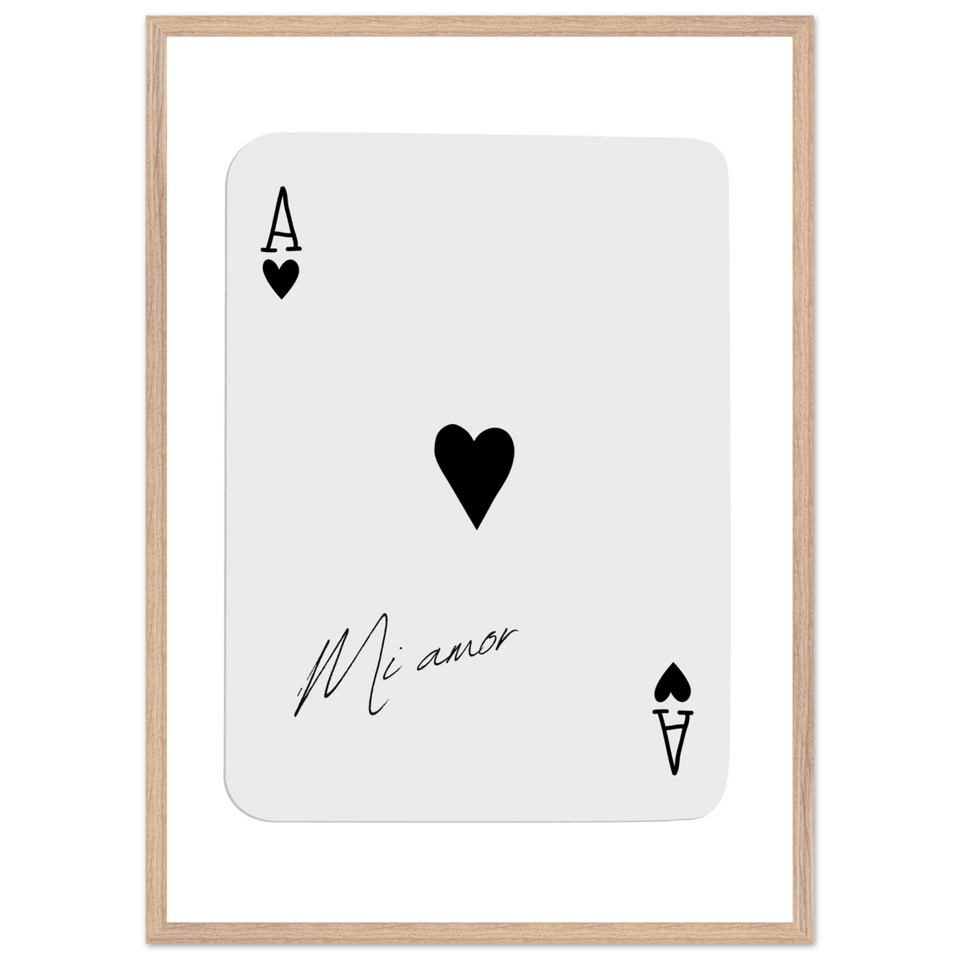 Mi Amor Ace of Hearts Framed Poster Art - Romantic Card Print with Eco-Friendly Wood Frame, Multiple Sizes & Colors - Vibrantwalls