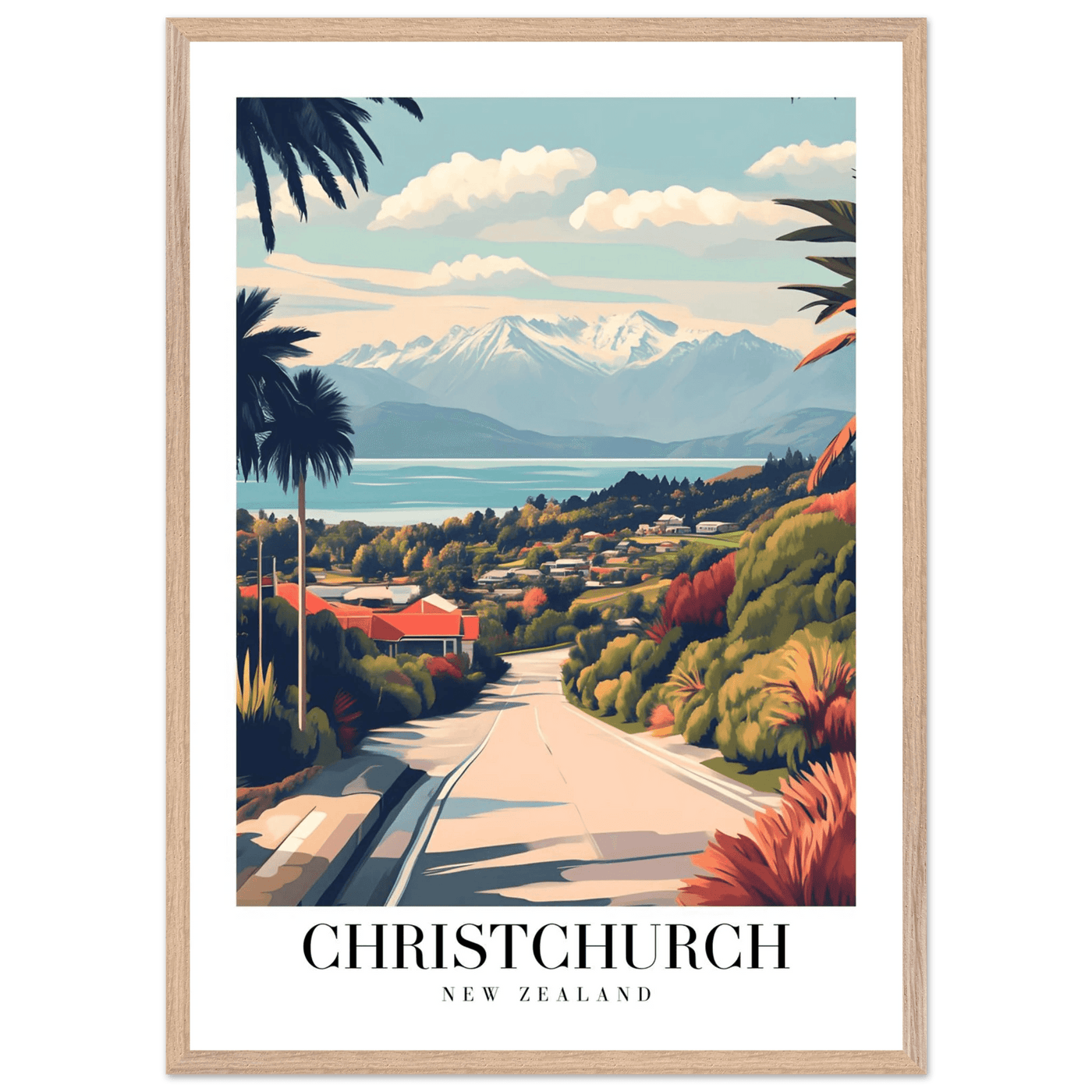 Christchurch New Zealand Framed Poster – Vintage Travel Wall Art with Wooden Frame - Vibrantwalls