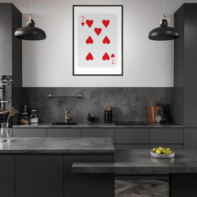 Lucky 7 of Hearts Poker Card Print - Mounted Framed Wall Art, Eco-Friendly Wood Frame & Multiple Sizes - Vibrantwalls
