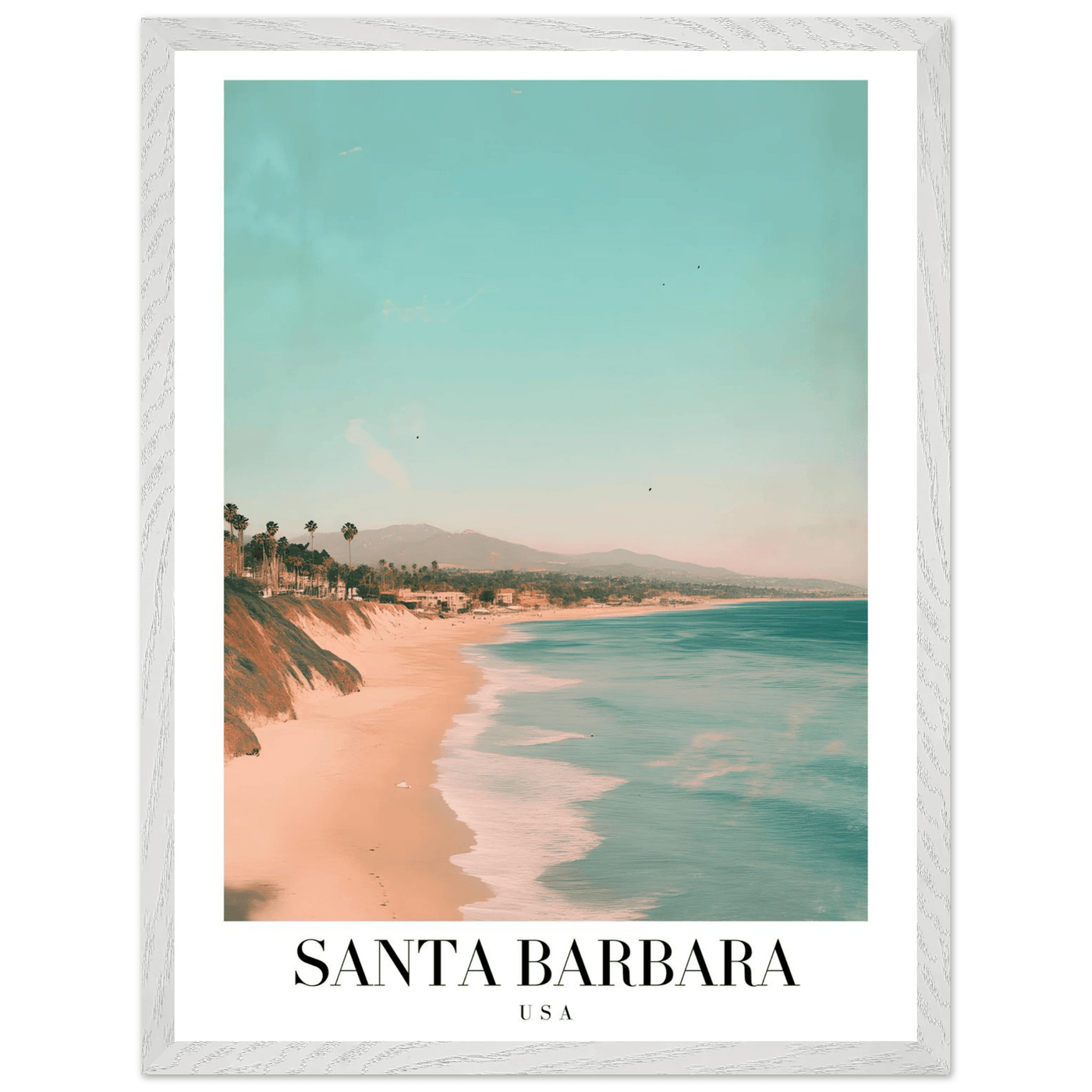 Santa Barbara USA Framed Poster – Pastel Beach Travel Wall Art in Your Choice of Frame - Vibrantwalls