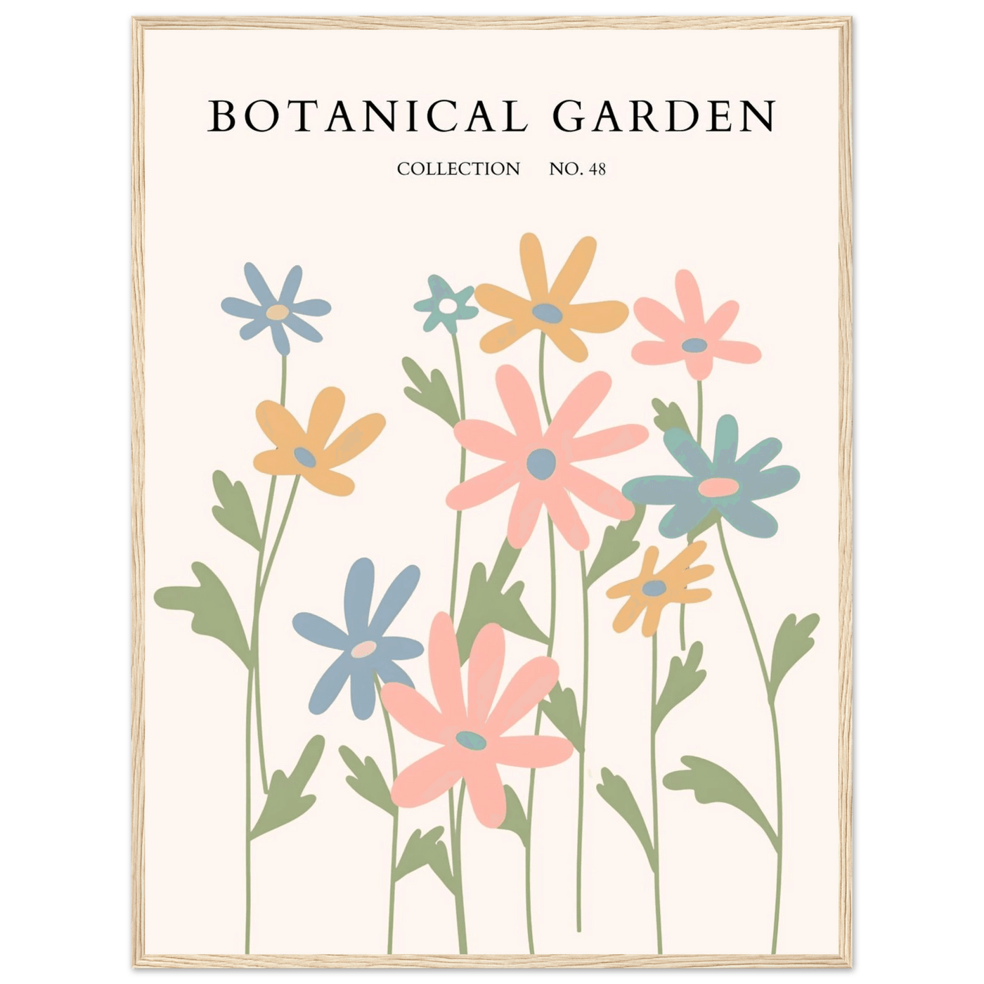 Botanical Garden Framed Poster – Whimsical Pastel Floral Art Print | Ready-to-Hang Wall Decor - Vibrantwalls