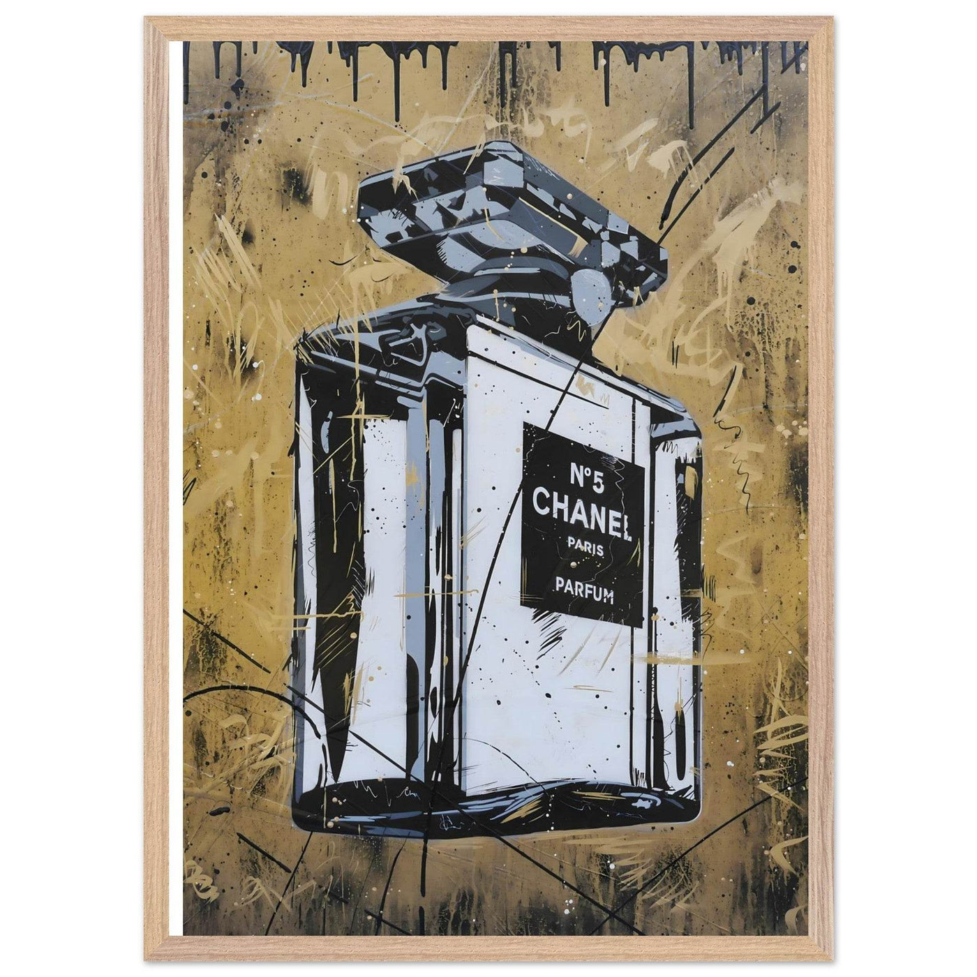 Abstract Chanel N°5 Art Print - Luxury Perfume Wall Art in Premium Mounted Frame - Vibrantwalls