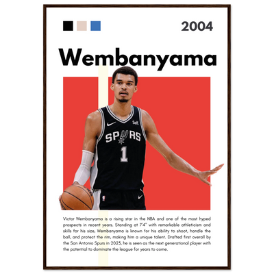 Victor Wembanyama Wemby Spurs Modern Art Print 70x100 cm 28x40″ Dark wood frame Vibrantwalls