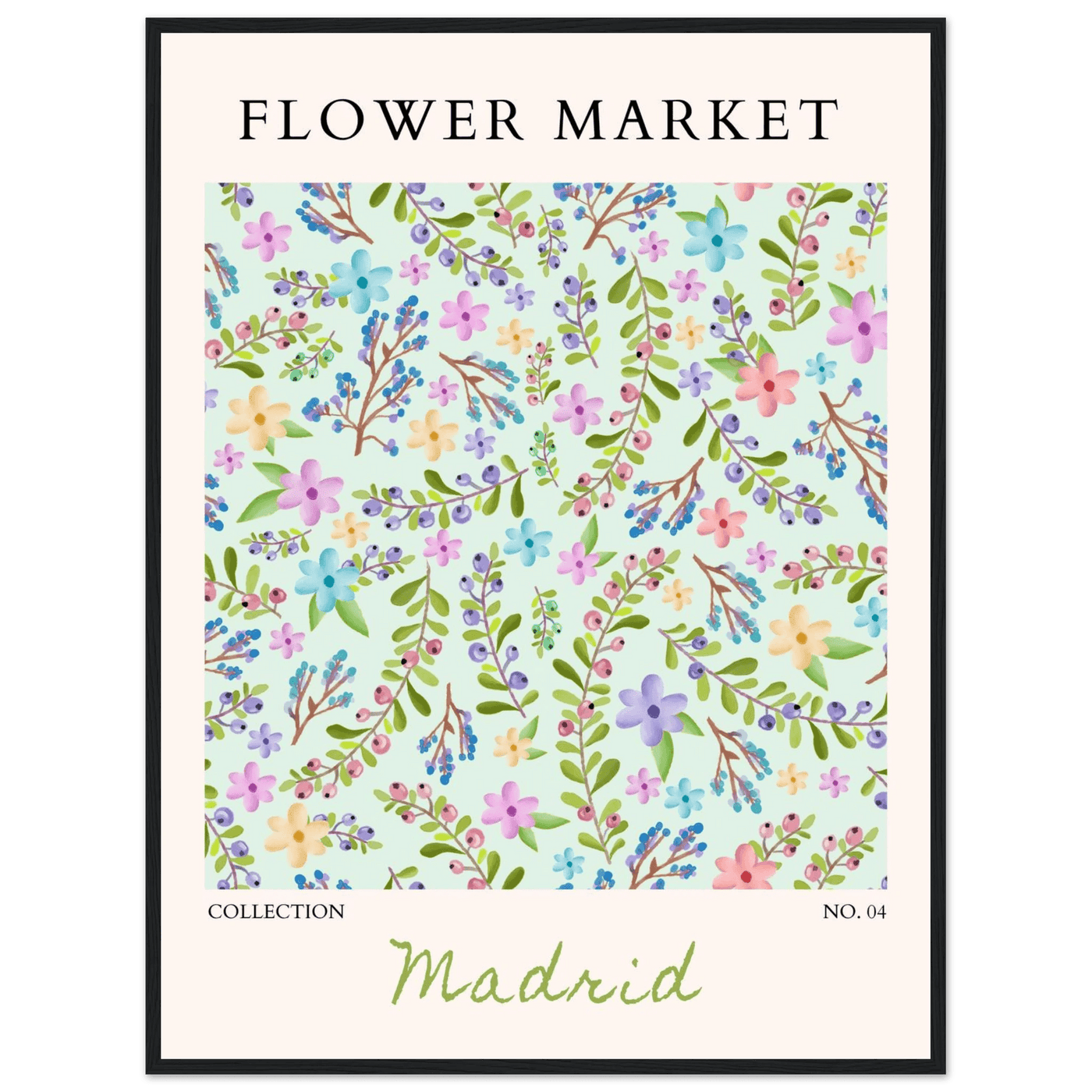 Flower Market Collection Framed Poster – Whimsical Floral & Berry Art Prints | Ready-to-Hang in Various Sizes - Vibrantwalls