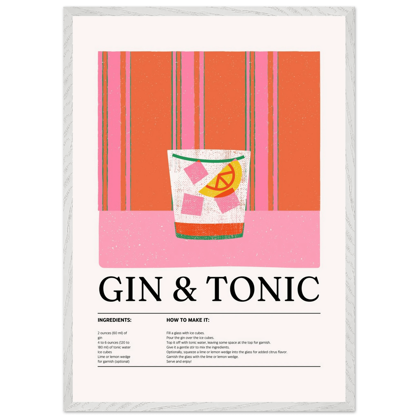 Gin Tonic Cocktail Recipe Minimalist Design Print - Vibrantwalls