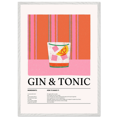 Gin Tonic Cocktail Recipe Minimalist Design Print - Vibrantwalls