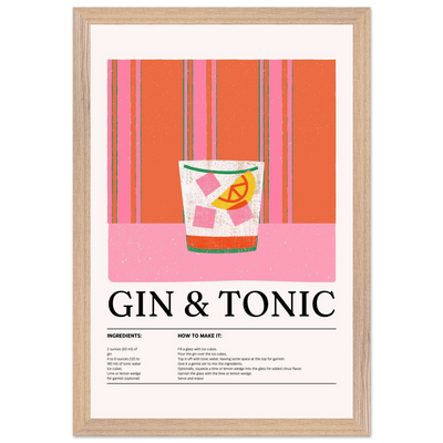 Gin Tonic Cocktail Recipe Minimalist Design Print - Vibrantwalls