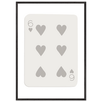 Minimalist Six of Hearts Card Print - Framed Poster Art with Eco-Friendly Wood Frame - Perfect for Modern Decor - Vibrantwalls